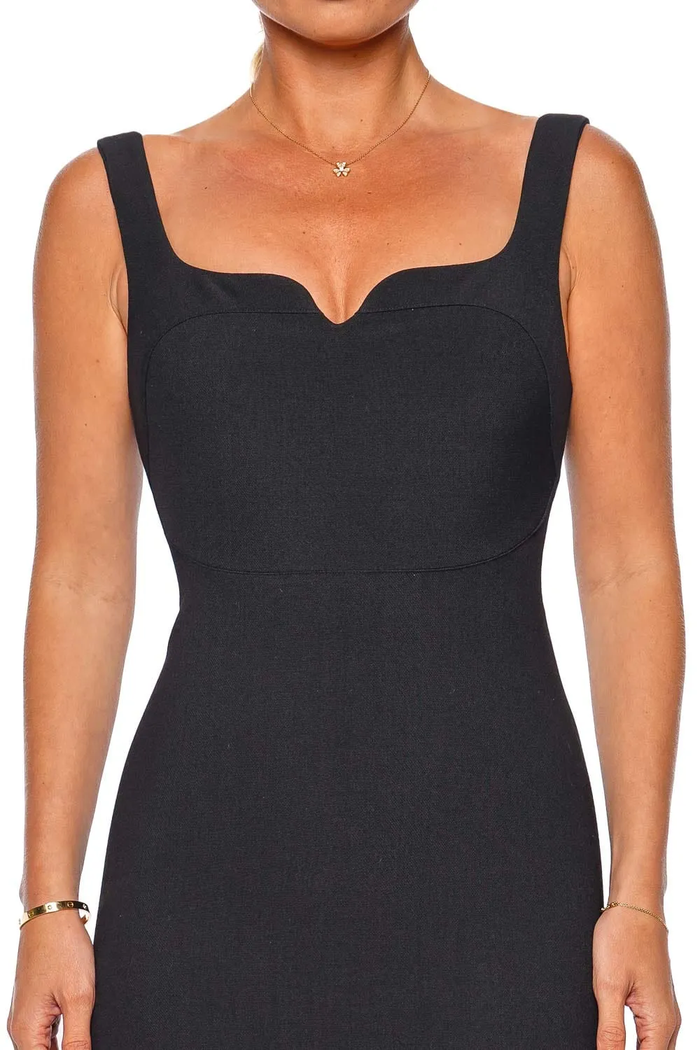 Black Sleeveless Fitted T-Shirt Midi Dress