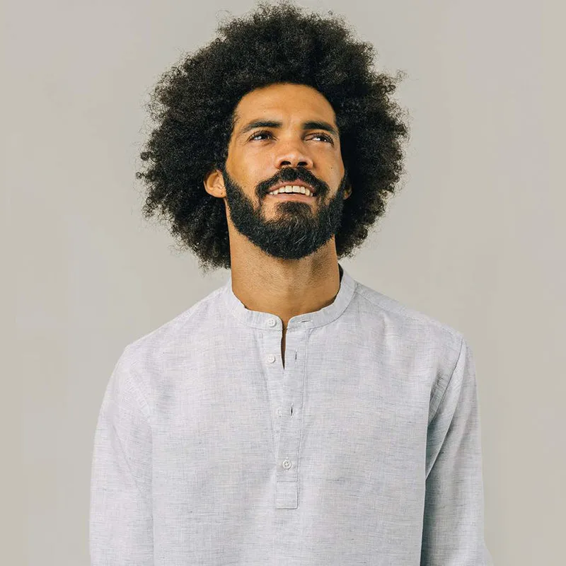 BRAVA SLUB HENLEY SHIRT BLUE
