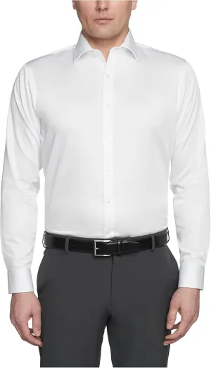 Kenneth Cole Men's Dress Shirt Regular Fit Stretch Collar Non Iron Solid