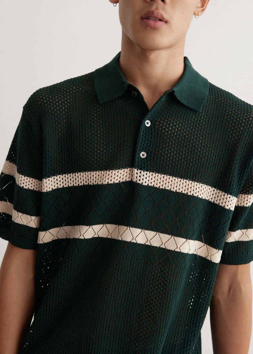 Knit Polo Mesh Shirt