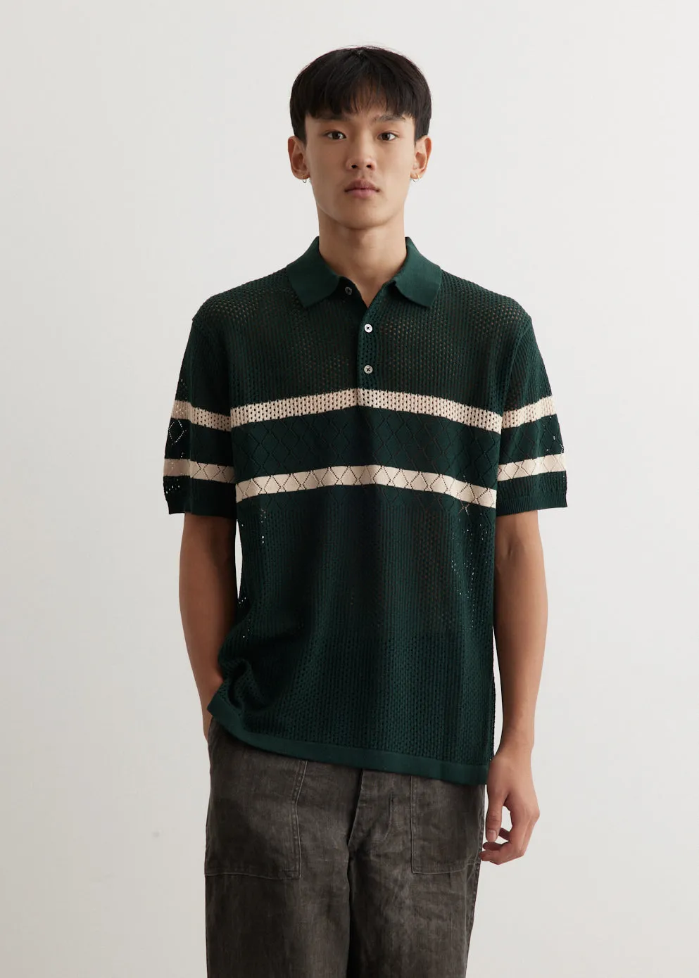 Knit Polo Mesh Shirt