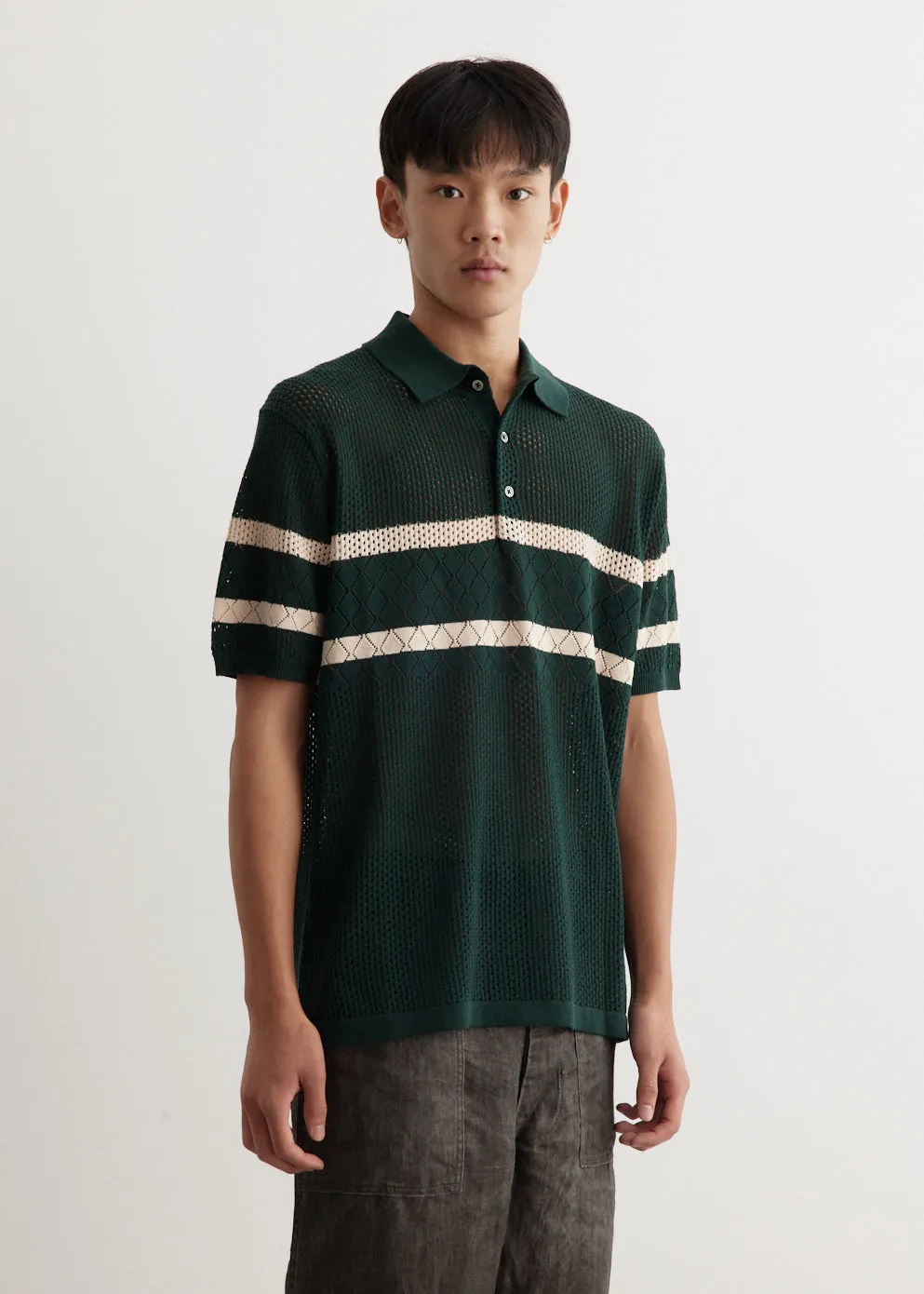 Knit Polo Mesh Shirt