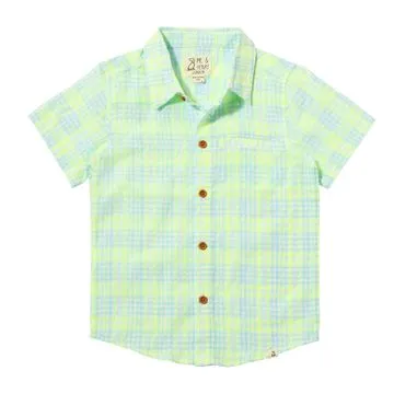 Me & Henry Newport Woven Shirt | Green/Neon Plaid