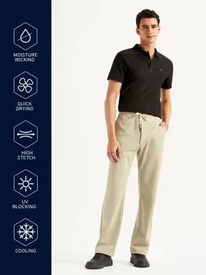 Men's 555'96 Beige Relaxed Straight Fit Tech Pants