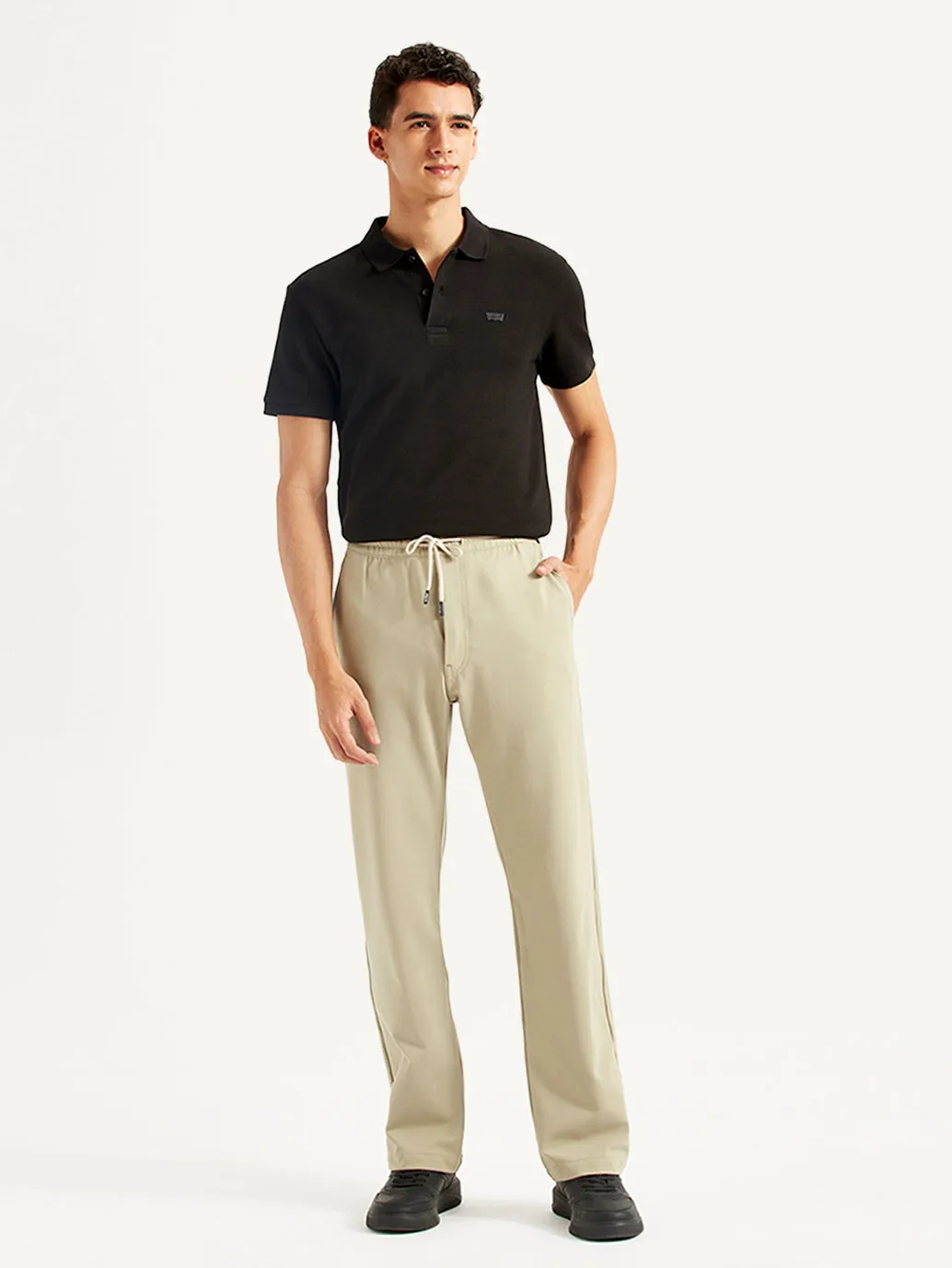 Men's 555'96 Beige Relaxed Straight Fit Tech Pants