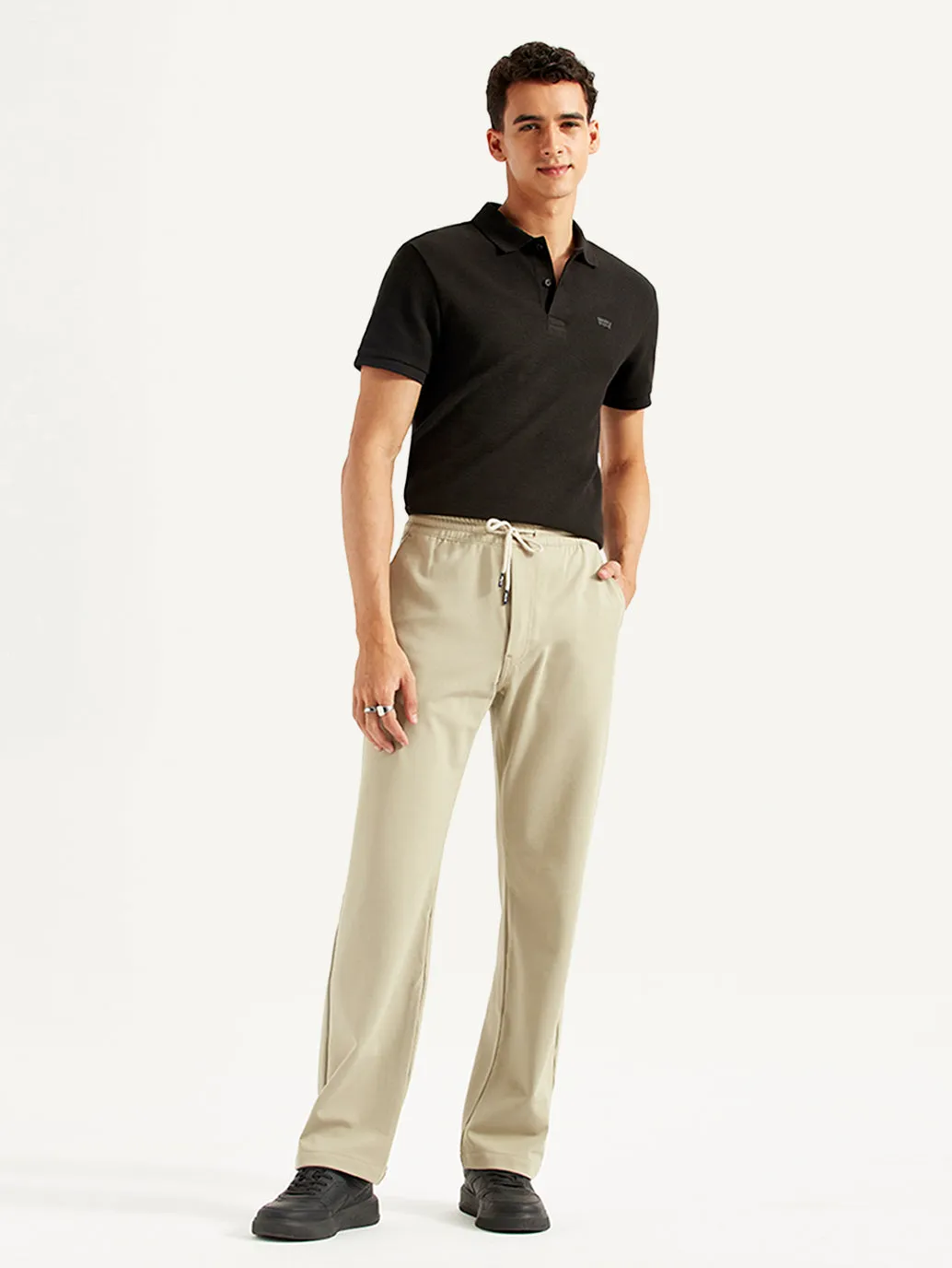Men's 555'96 Beige Relaxed Straight Fit Tech Pants