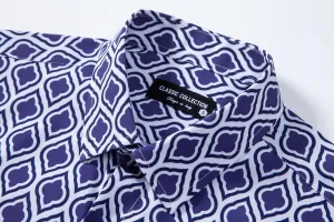 Mens Printed Dress Shirts 4-Way Stretch Long Sleeve Wrinkle Free Floral Casual Button Down Shirt