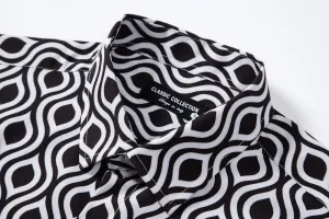 Mens Printed Dress Shirts 4-Way Stretch Long Sleeve Wrinkle Free Floral Casual Button Down Shirt