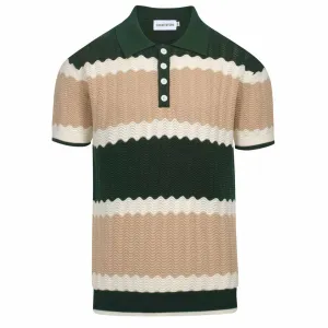 Men's vintage color texture knit polo shirt