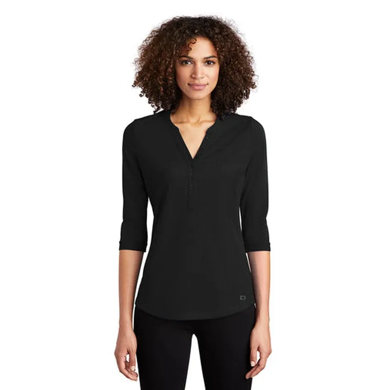 NEW - OGIO  Ladies Jewel Henley - Blacktop