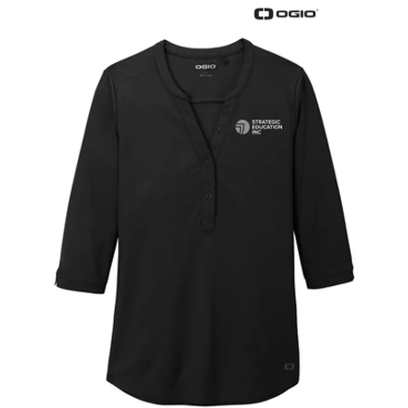 NEW - OGIO  Ladies Jewel Henley - Blacktop