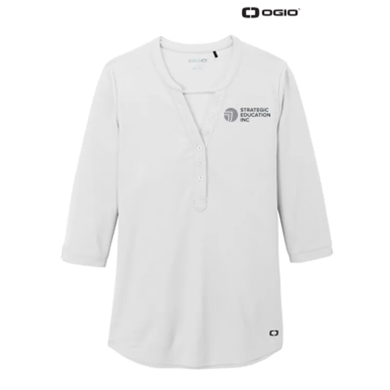 NEW - OGIO  Ladies Jewel Henley - Bright White