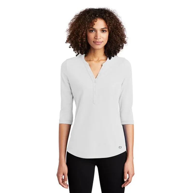 NEW - OGIO  Ladies Jewel Henley - Bright White