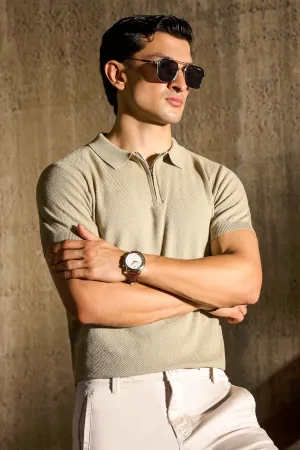 Olive Flat Knit Polo