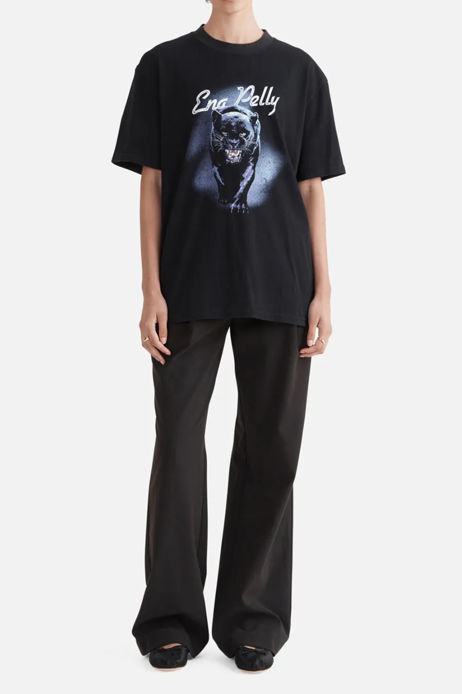 Panther Oversized Tee Washed Black