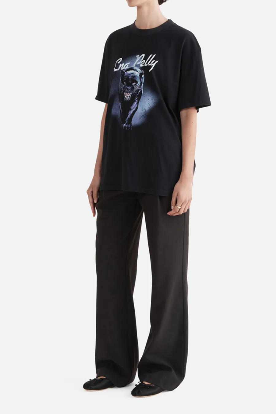 Panther Oversized Tee Washed Black