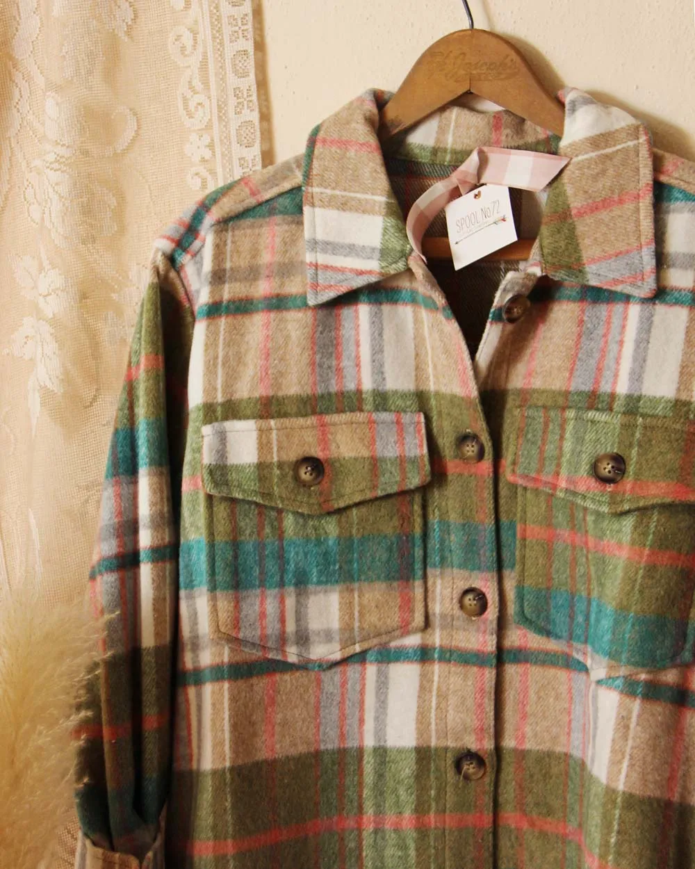 Pink Plaid Shirt Jacket