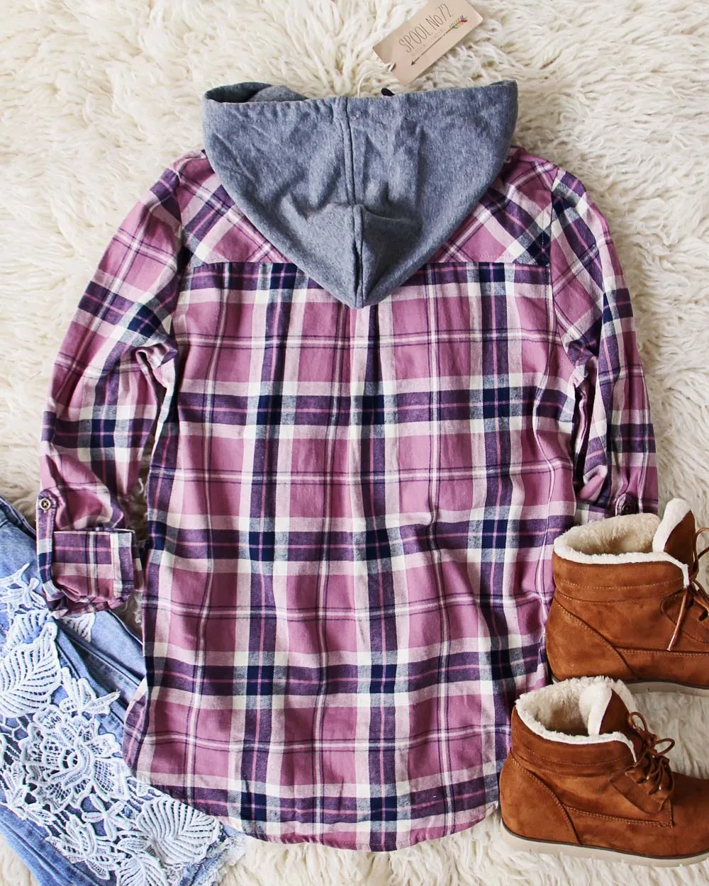 The Easton Plaid Hoodie in Mauve
